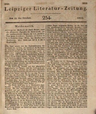 Leipziger Literaturzeitung Dienstag 12. Oktober 1819