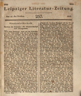 Leipziger Literaturzeitung Freitag 15. Oktober 1819