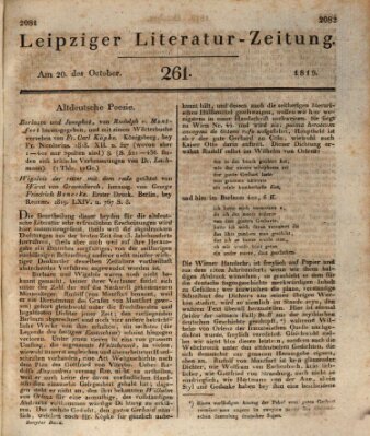 Leipziger Literaturzeitung Mittwoch 20. Oktober 1819