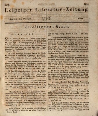 Leipziger Literaturzeitung Samstag 30. Oktober 1819