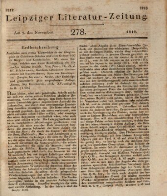 Leipziger Literaturzeitung Dienstag 9. November 1819