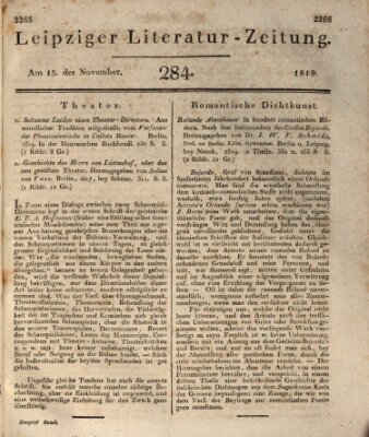 Leipziger Literaturzeitung Montag 15. November 1819