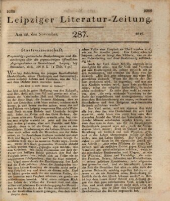 Leipziger Literaturzeitung Donnerstag 18. November 1819