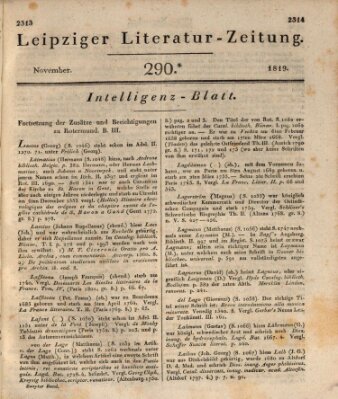 Leipziger Literaturzeitung Samstag 20. November 1819