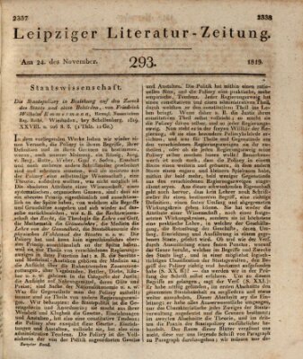 Leipziger Literaturzeitung Mittwoch 24. November 1819