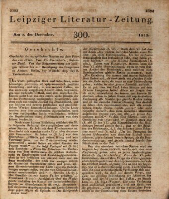 Leipziger Literaturzeitung Donnerstag 2. Dezember 1819