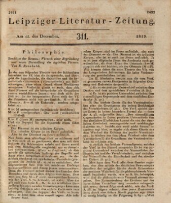 Leipziger Literaturzeitung Mittwoch 15. Dezember 1819