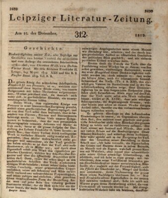 Leipziger Literaturzeitung Donnerstag 16. Dezember 1819