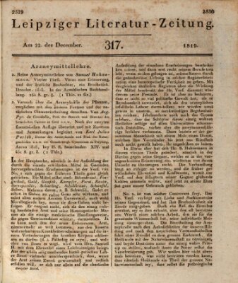 Leipziger Literaturzeitung Mittwoch 22. Dezember 1819