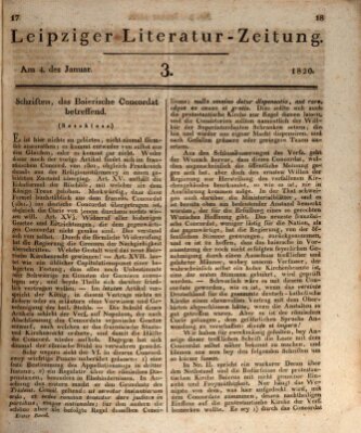 Leipziger Literaturzeitung Dienstag 4. Januar 1820