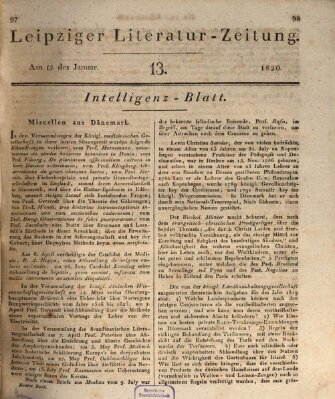 Leipziger Literaturzeitung Samstag 15. Januar 1820