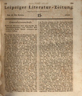 Leipziger Literaturzeitung Dienstag 18. Januar 1820