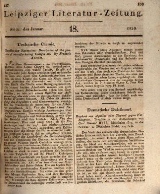 Leipziger Literaturzeitung Freitag 21. Januar 1820