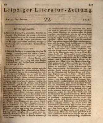 Leipziger Literaturzeitung Mittwoch 26. Januar 1820