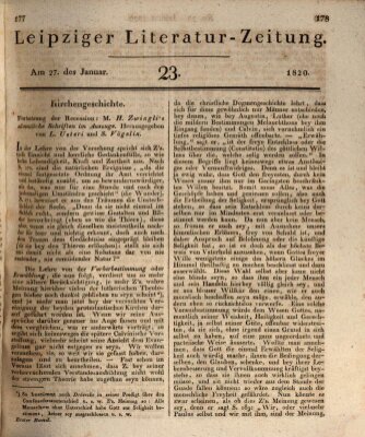 Leipziger Literaturzeitung Donnerstag 27. Januar 1820