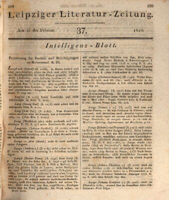 Leipziger Literaturzeitung Samstag 12. Februar 1820