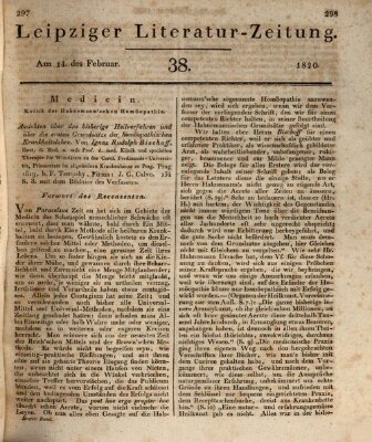 Leipziger Literaturzeitung Montag 14. Februar 1820