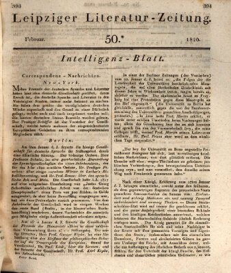 Leipziger Literaturzeitung Samstag 26. Februar 1820