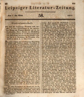 Leipziger Literaturzeitung Dienstag 7. März 1820