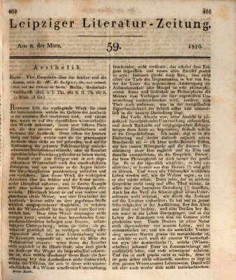 Leipziger Literaturzeitung Mittwoch 8. März 1820