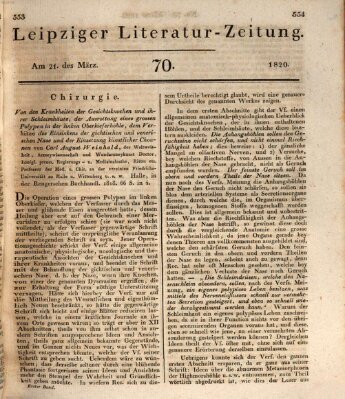 Leipziger Literaturzeitung Dienstag 21. März 1820