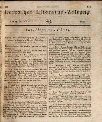 Leipziger Literaturzeitung Freitag 31. März 1820