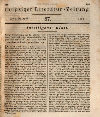 Leipziger Literaturzeitung Samstag 8. April 1820