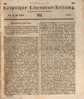 Leipziger Literaturzeitung Dienstag 11. April 1820