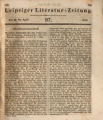 Leipziger Literaturzeitung Donnerstag 20. April 1820