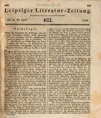 Leipziger Literaturzeitung Mittwoch 26. April 1820