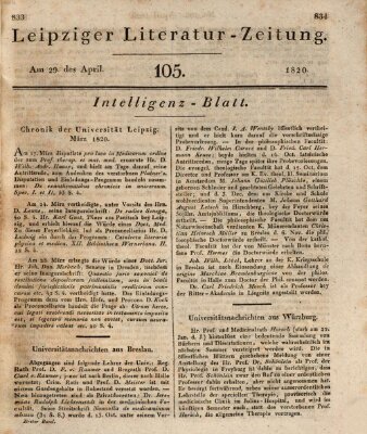 Leipziger Literaturzeitung Samstag 29. April 1820