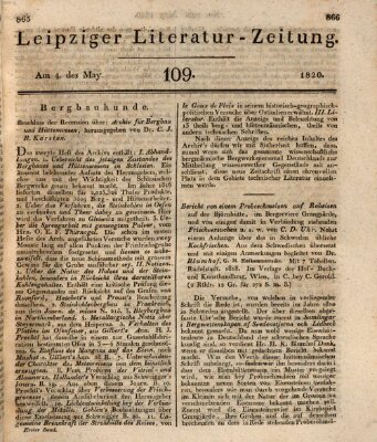 Leipziger Literaturzeitung Donnerstag 4. Mai 1820