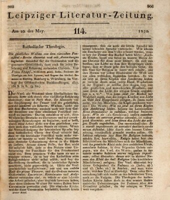 Leipziger Literaturzeitung Mittwoch 10. Mai 1820