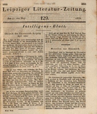 Leipziger Literaturzeitung Samstag 27. Mai 1820