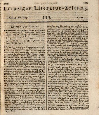 Leipziger Literaturzeitung Dienstag 13. Juni 1820