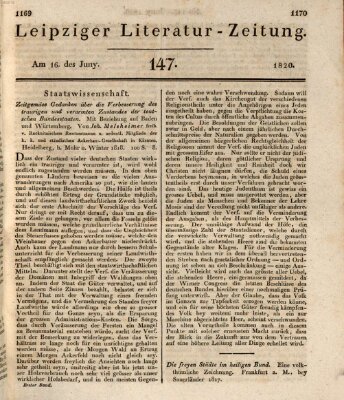 Leipziger Literaturzeitung Freitag 16. Juni 1820