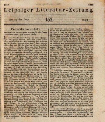 Leipziger Literaturzeitung Donnerstag 22. Juni 1820