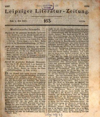 Leipziger Literaturzeitung Samstag 1. Juli 1820