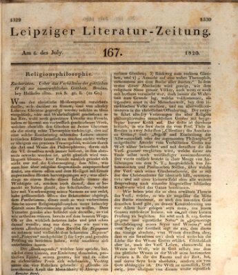 Leipziger Literaturzeitung Donnerstag 6. Juli 1820