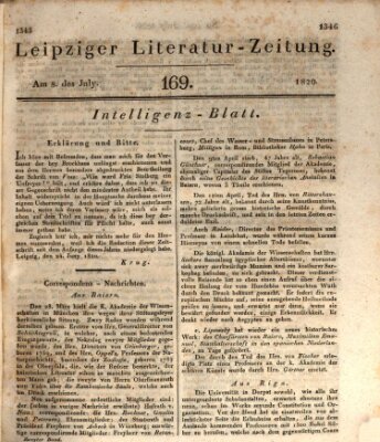 Leipziger Literaturzeitung Samstag 8. Juli 1820