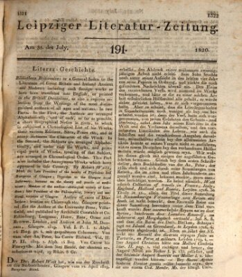 Leipziger Literaturzeitung Montag 31. Juli 1820