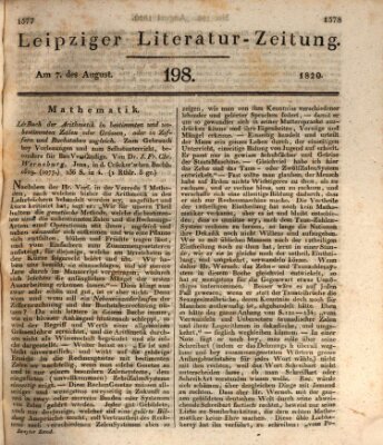 Leipziger Literaturzeitung Montag 7. August 1820