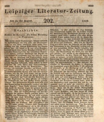 Leipziger Literaturzeitung Freitag 11. August 1820