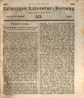 Leipziger Literaturzeitung Dienstag 22. August 1820