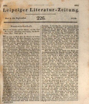 Leipziger Literaturzeitung Montag 4. September 1820