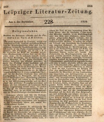 Leipziger Literaturzeitung Mittwoch 6. September 1820