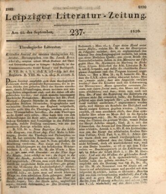 Leipziger Literaturzeitung Freitag 15. September 1820