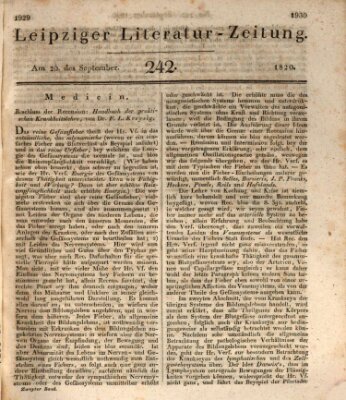 Leipziger Literaturzeitung Mittwoch 20. September 1820