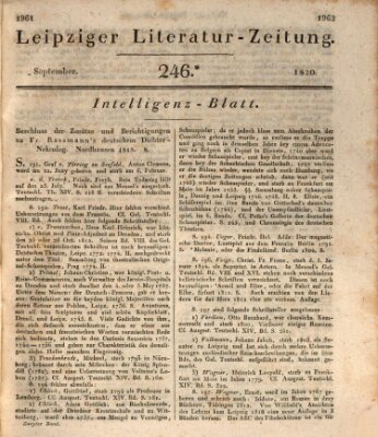 Leipziger Literaturzeitung Samstag 23. September 1820