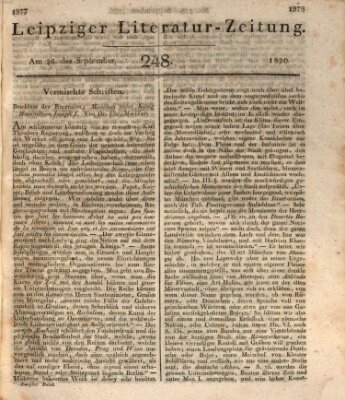 Leipziger Literaturzeitung Dienstag 26. September 1820